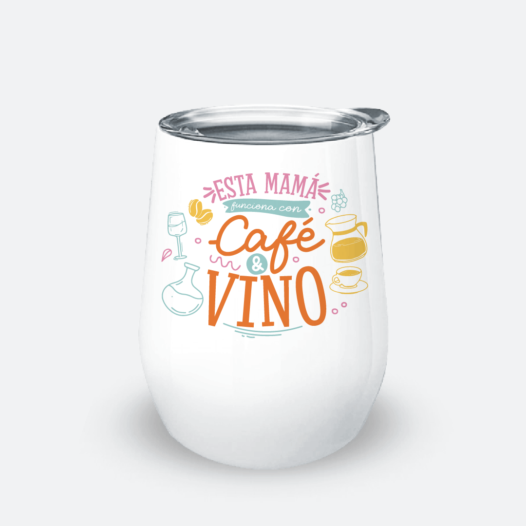 Vaso corto - Esta mamá funciona con café y vino