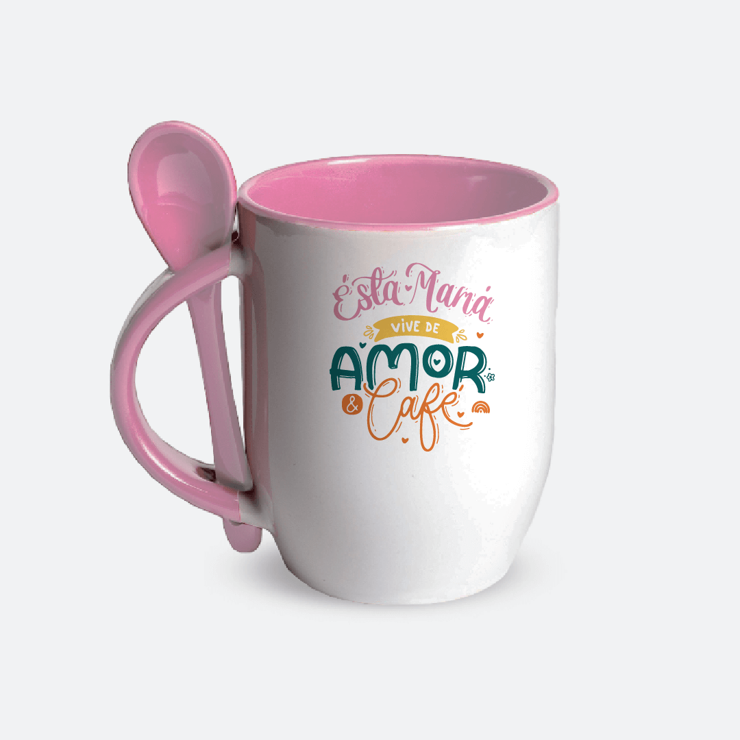 Taza con cucharita - Esta mamá vive de amor